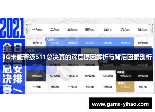 IG未能晋级S11总决赛的深层原因解析与背后因素剖析